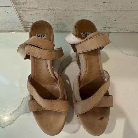 UGG snake print ankle wrap wedges heels shoes sz 8 - Picture 6 of 8